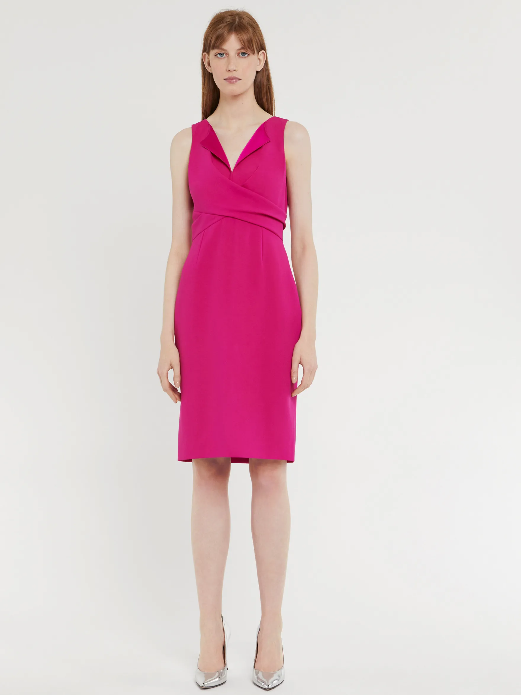 Women Paule Ka Dresses>Short Crossed Satin-Back Crepe Dress