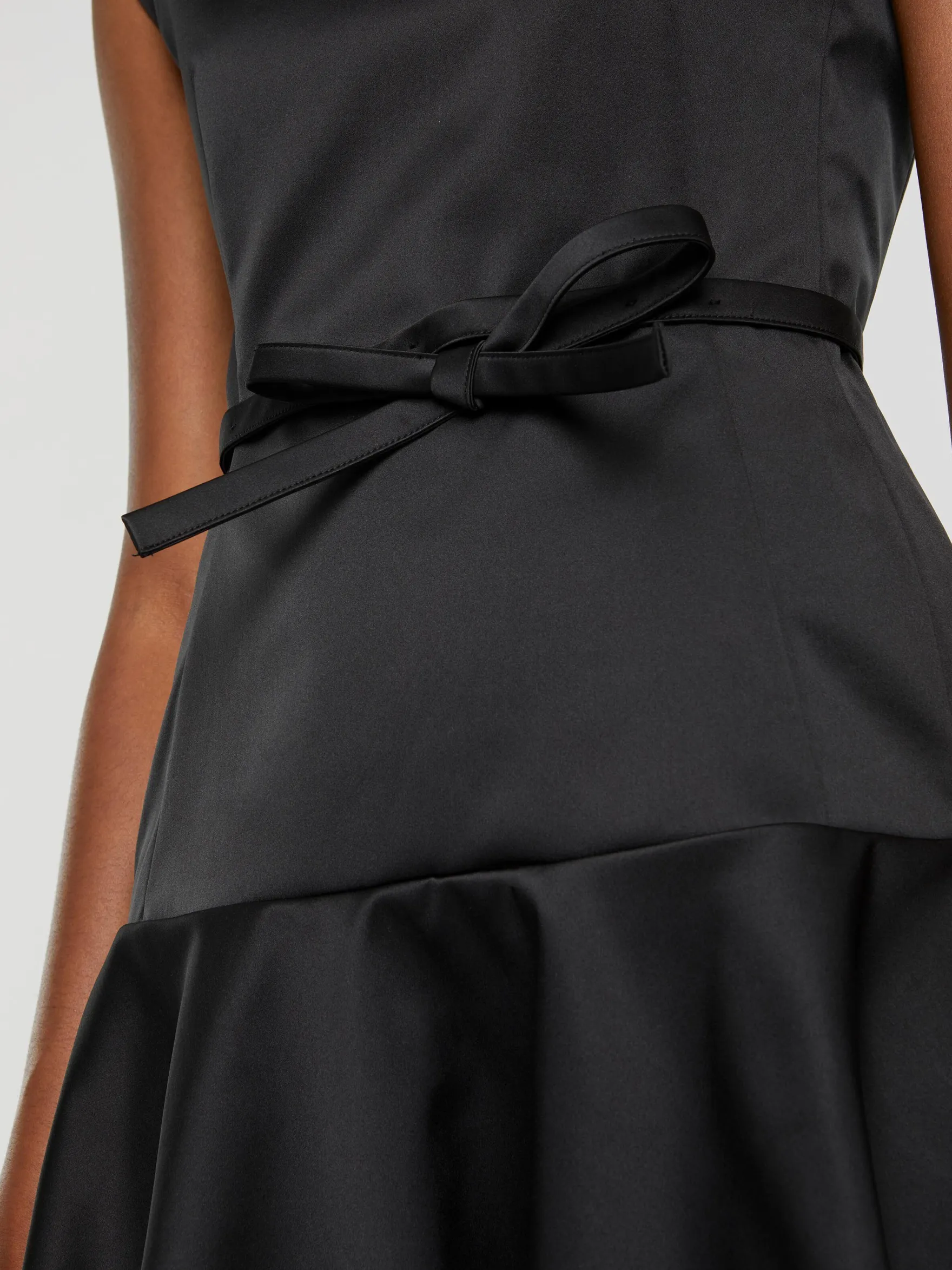 Women Paule Ka Dresses>Short Duchess-Satin Dress With Bow