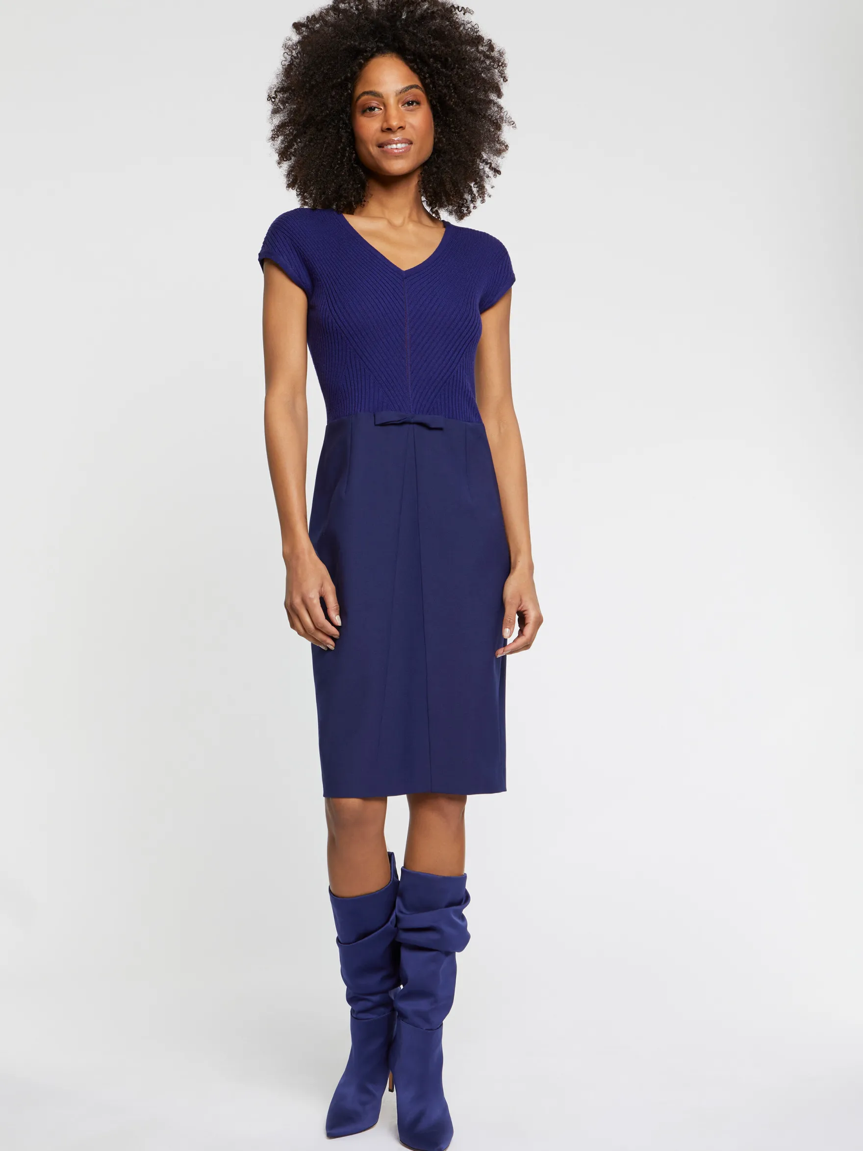 Women Paule Ka Dresses>Short Straight-Cut Fine-Wool Dress