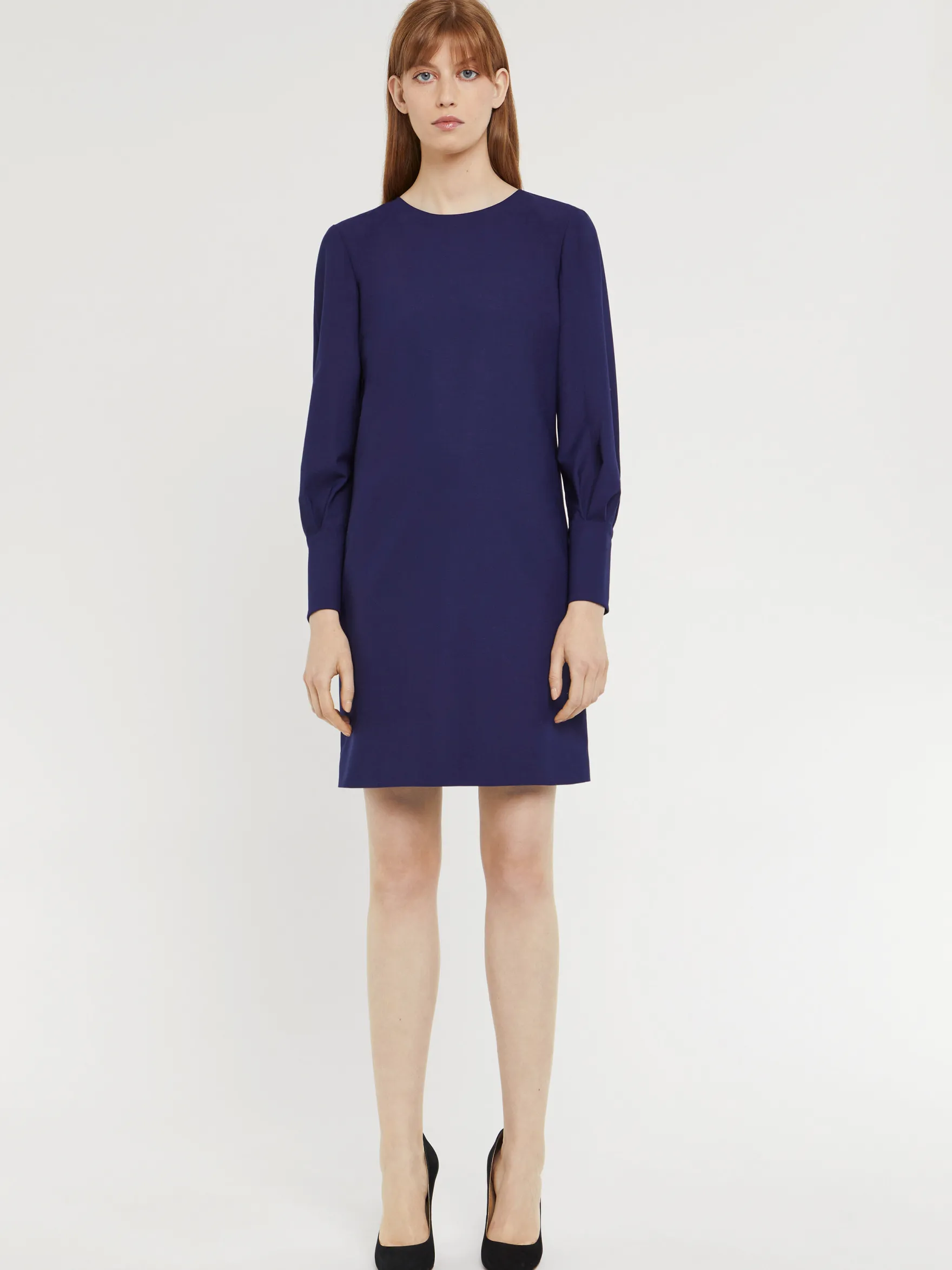 Women Paule Ka Dresses>Short Straight-Cut Fine-Wool Dress