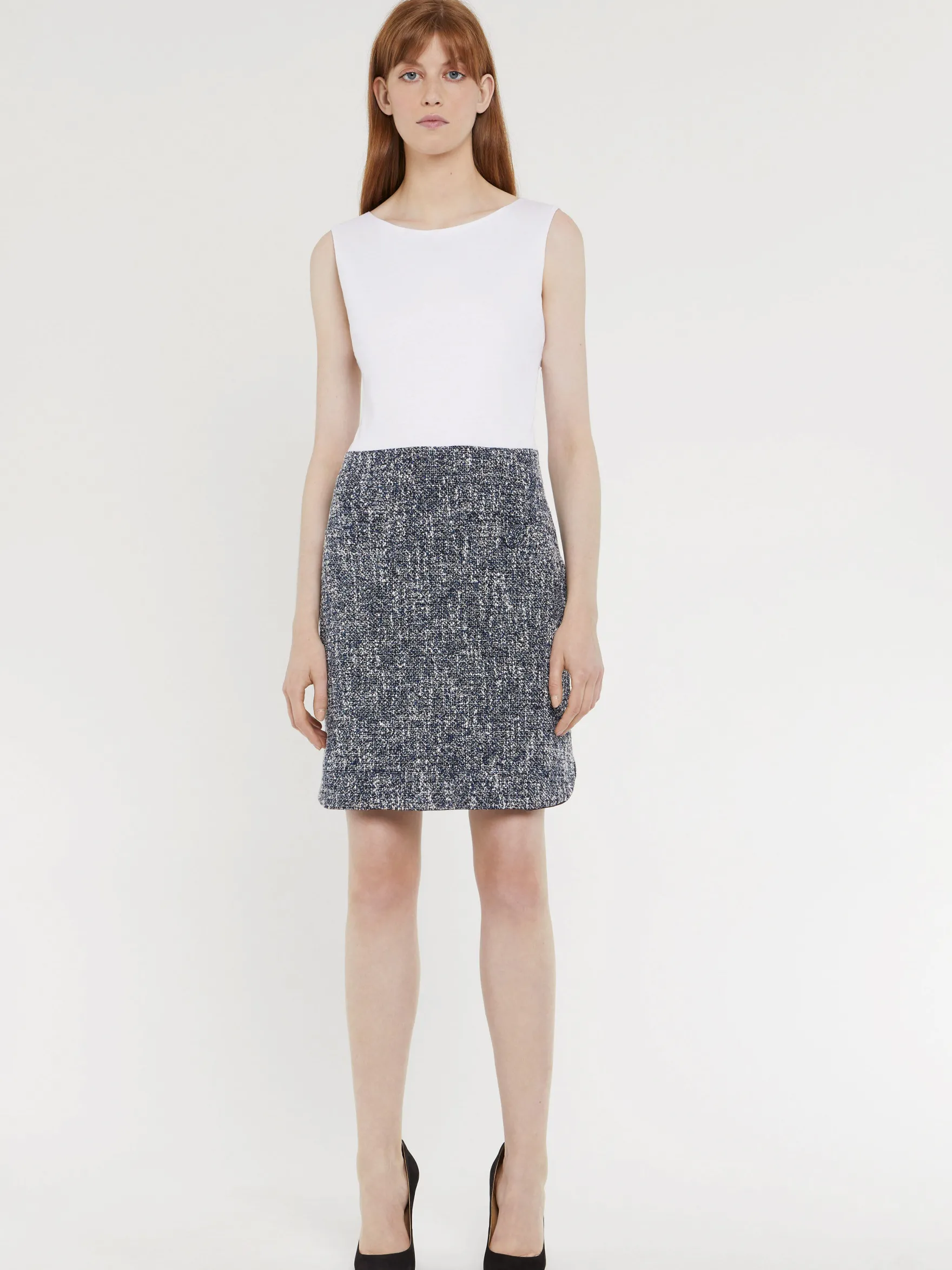 Women Paule Ka Dresses>Short Trompe L'Oeil Tweed And Cotton Dress