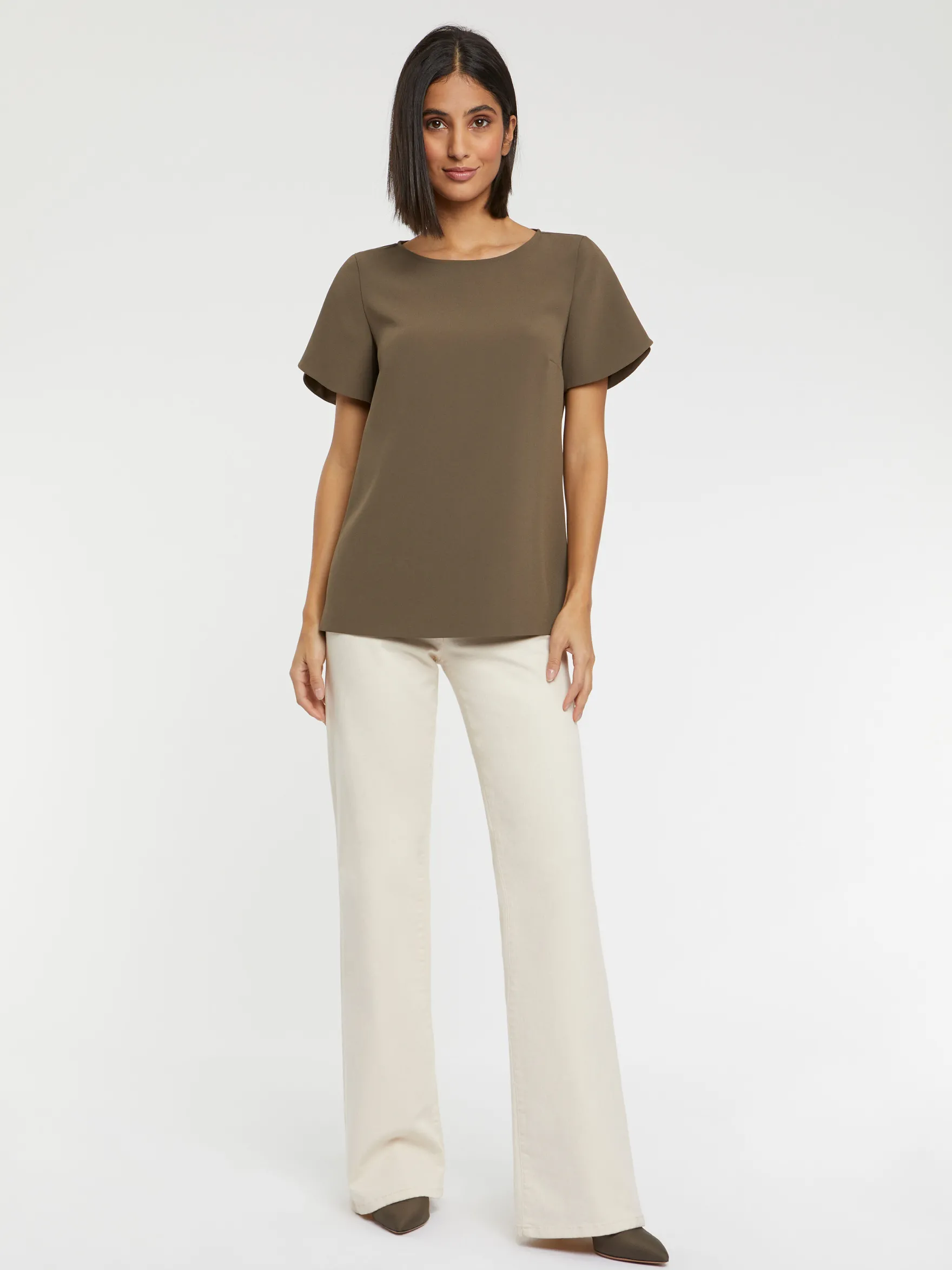 Women Paule Ka Tops>Short-Sleeve Crepe Top