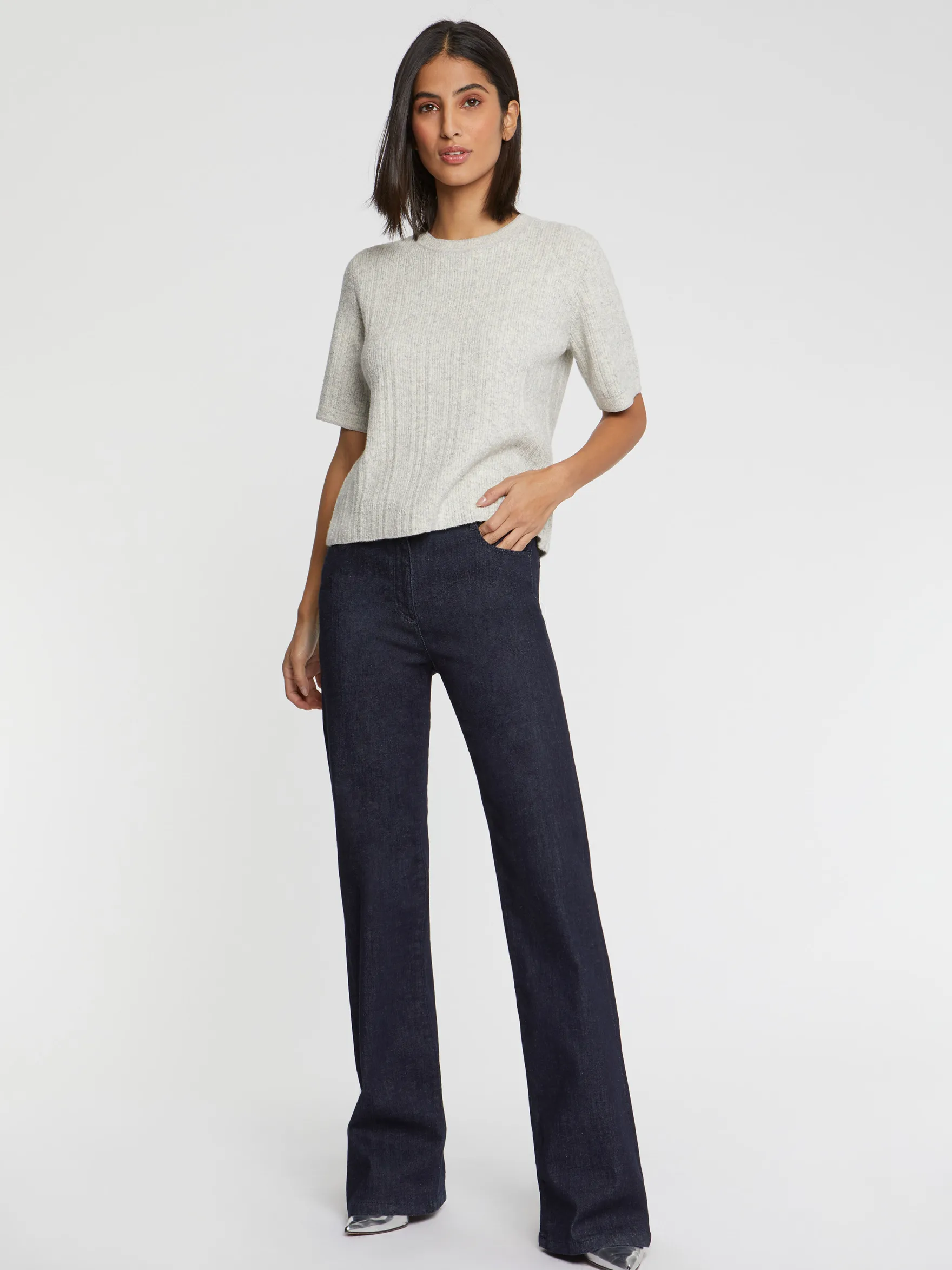 Women Paule Ka Knitwear>Short-Sleeve Mouline-Knit Sweater