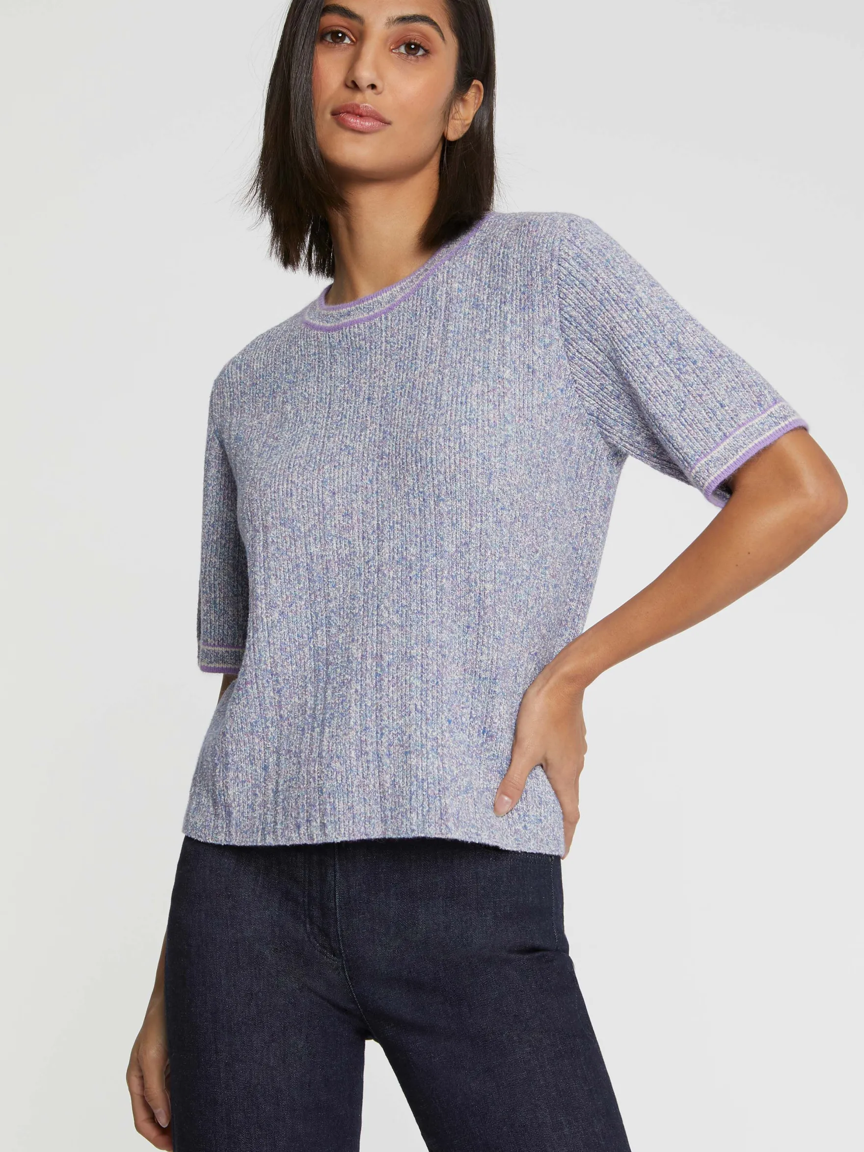 Women Paule Ka Knitwear>Short-Sleeve Mouline-Knit Sweater