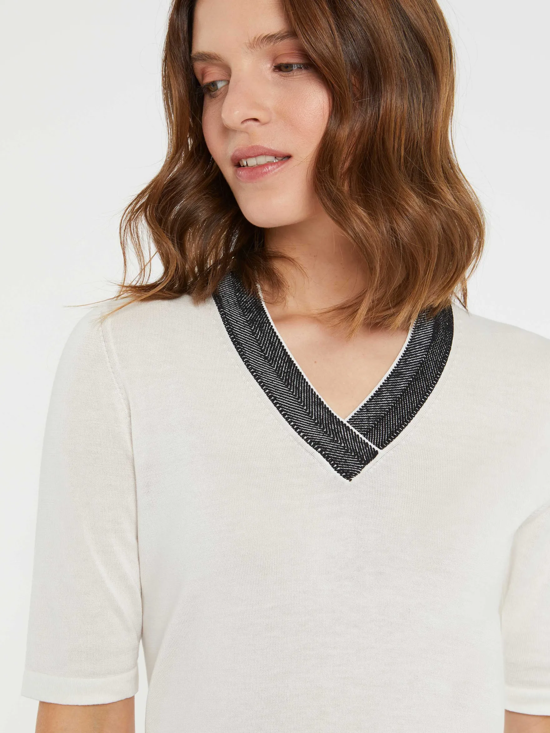 Women Paule Ka Knitwear>Short-Sleeve Silk And Cotton Sweater