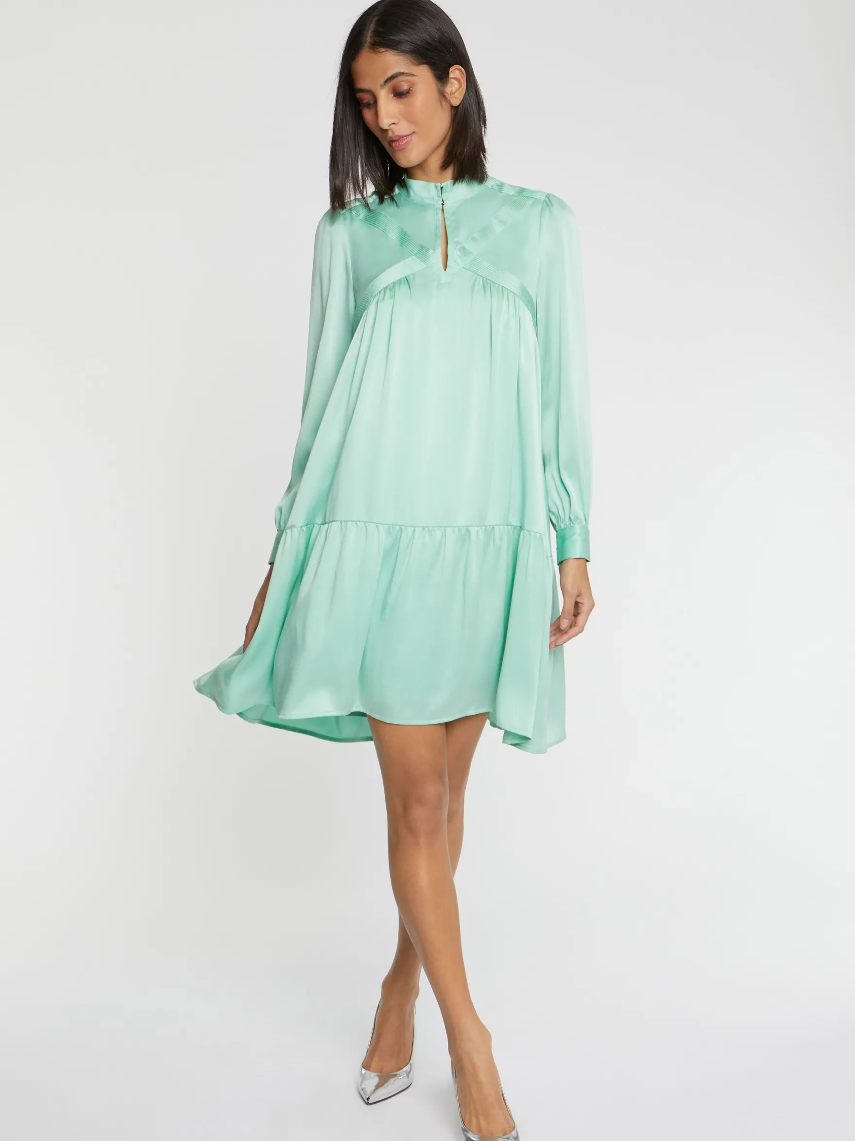 Women Paule Ka Tops>Silk Babydoll Dress