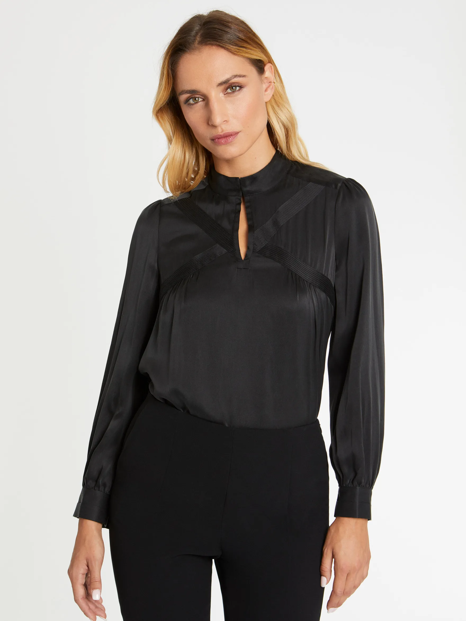 Women Paule Ka Tops>Silk Top With High Collar