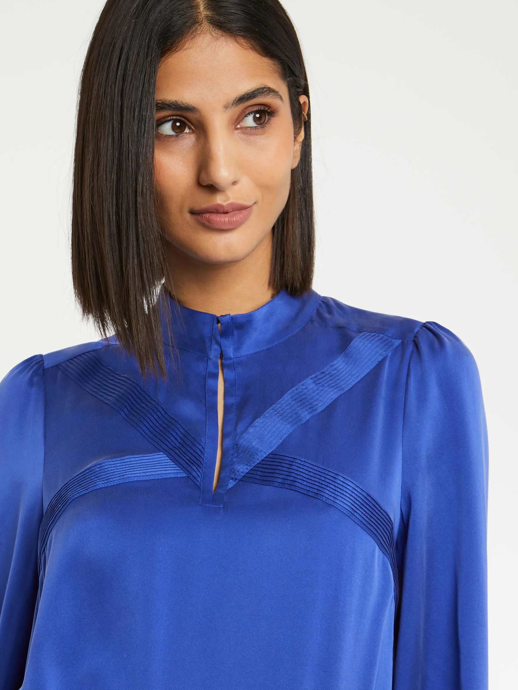 Women Paule Ka Tops>Silk Top With High Collar