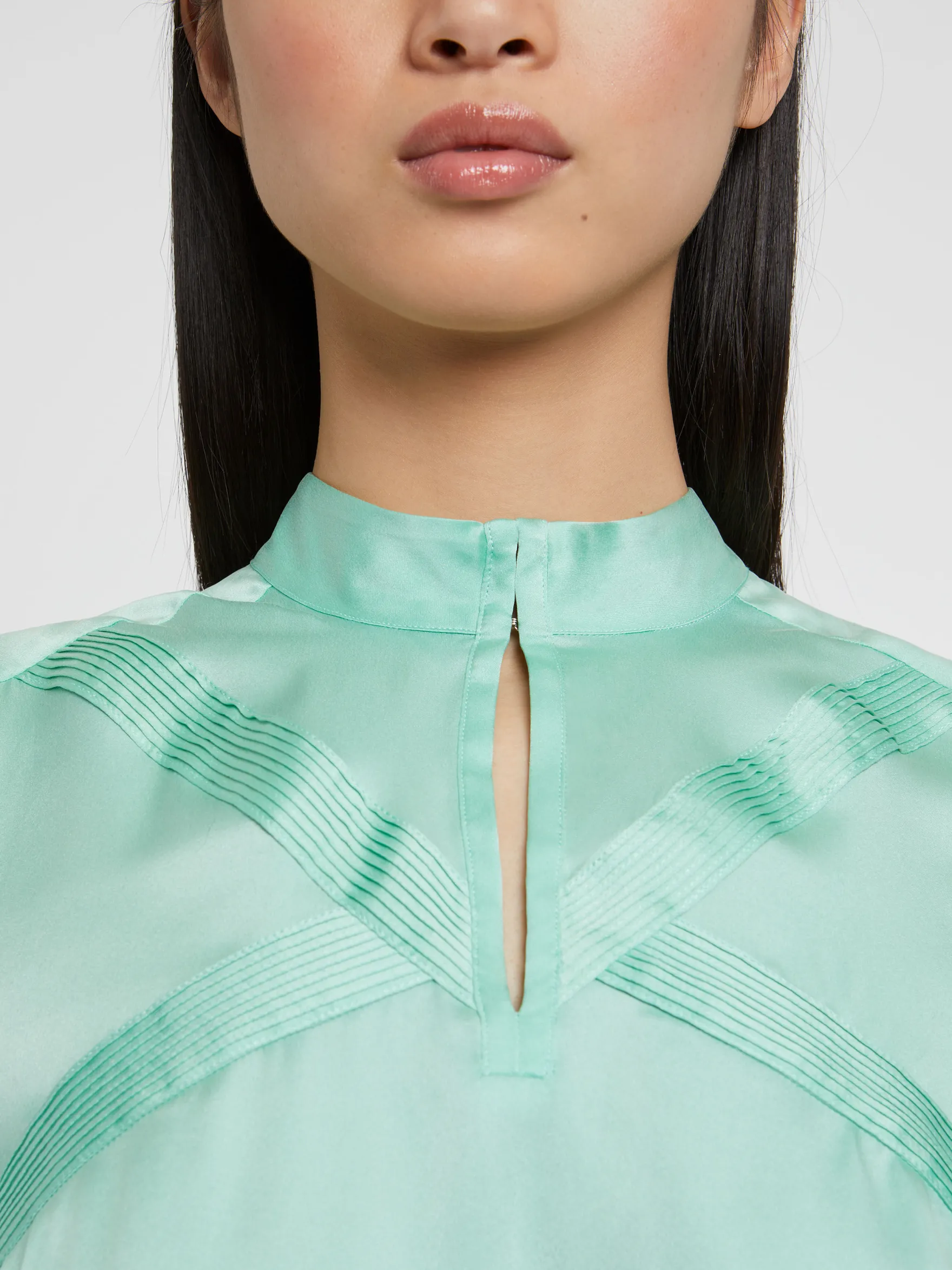 Women Paule Ka Tops>Silk Top With High Collar