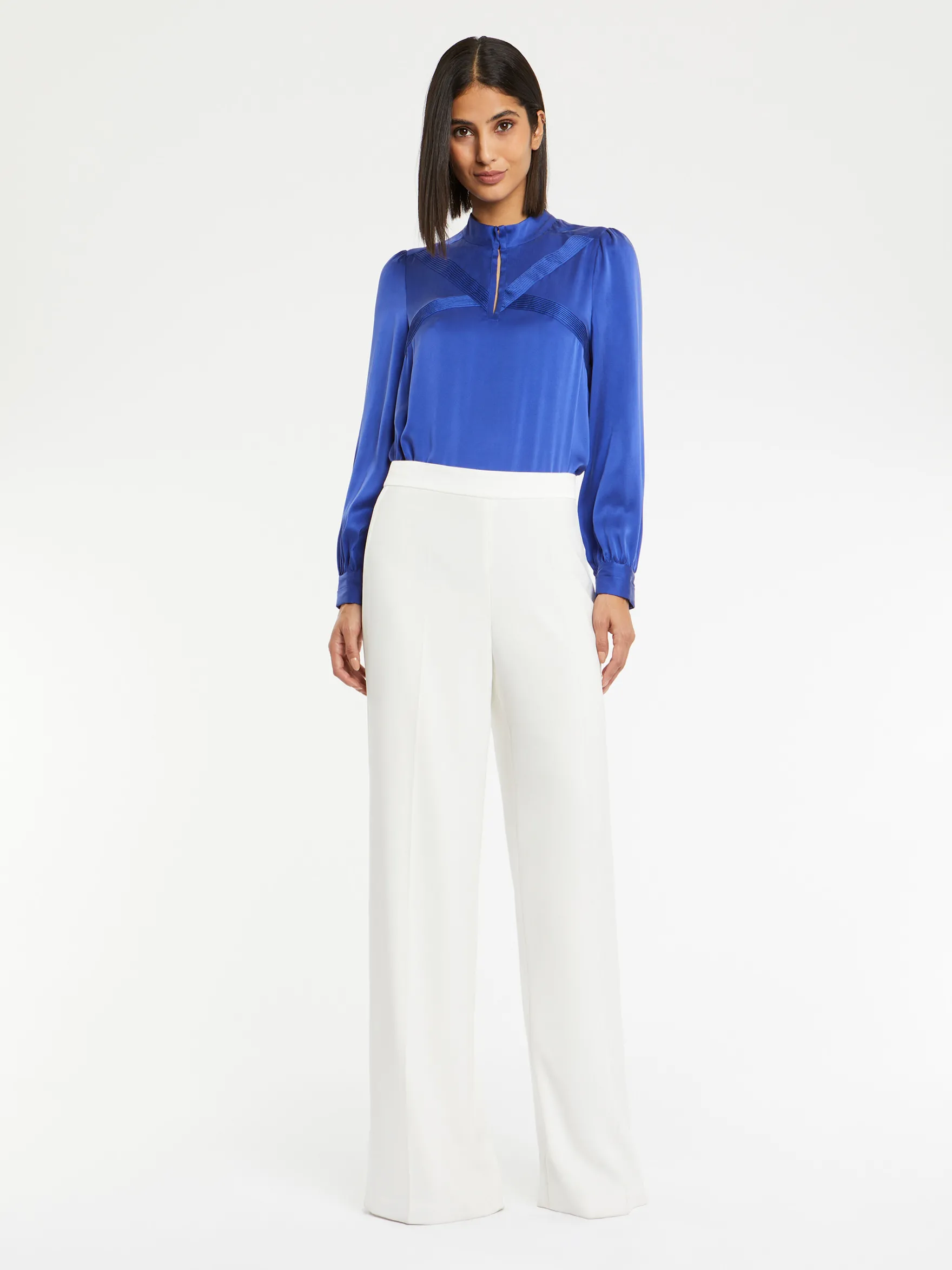 Women Paule Ka Tops>Silk Top With High Collar