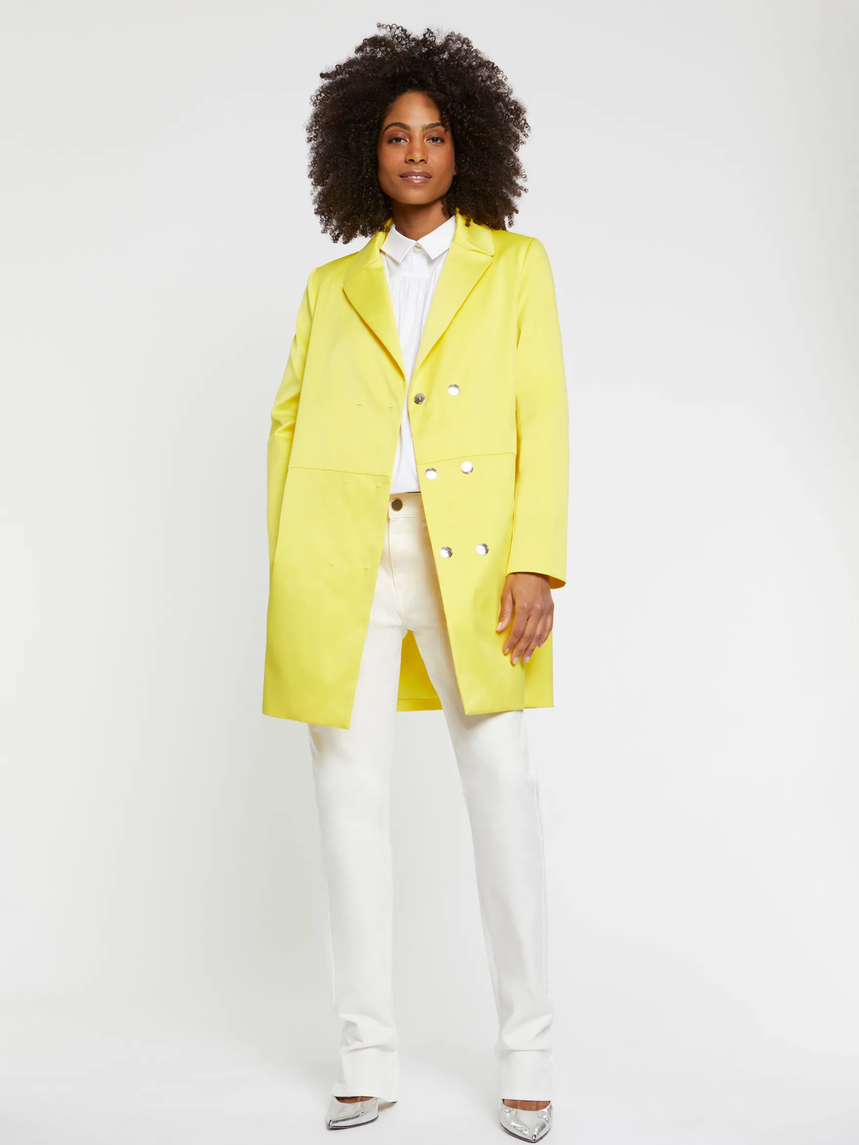 Women Paule Ka Coats>Single-Breasted Duchess-Satin Coat