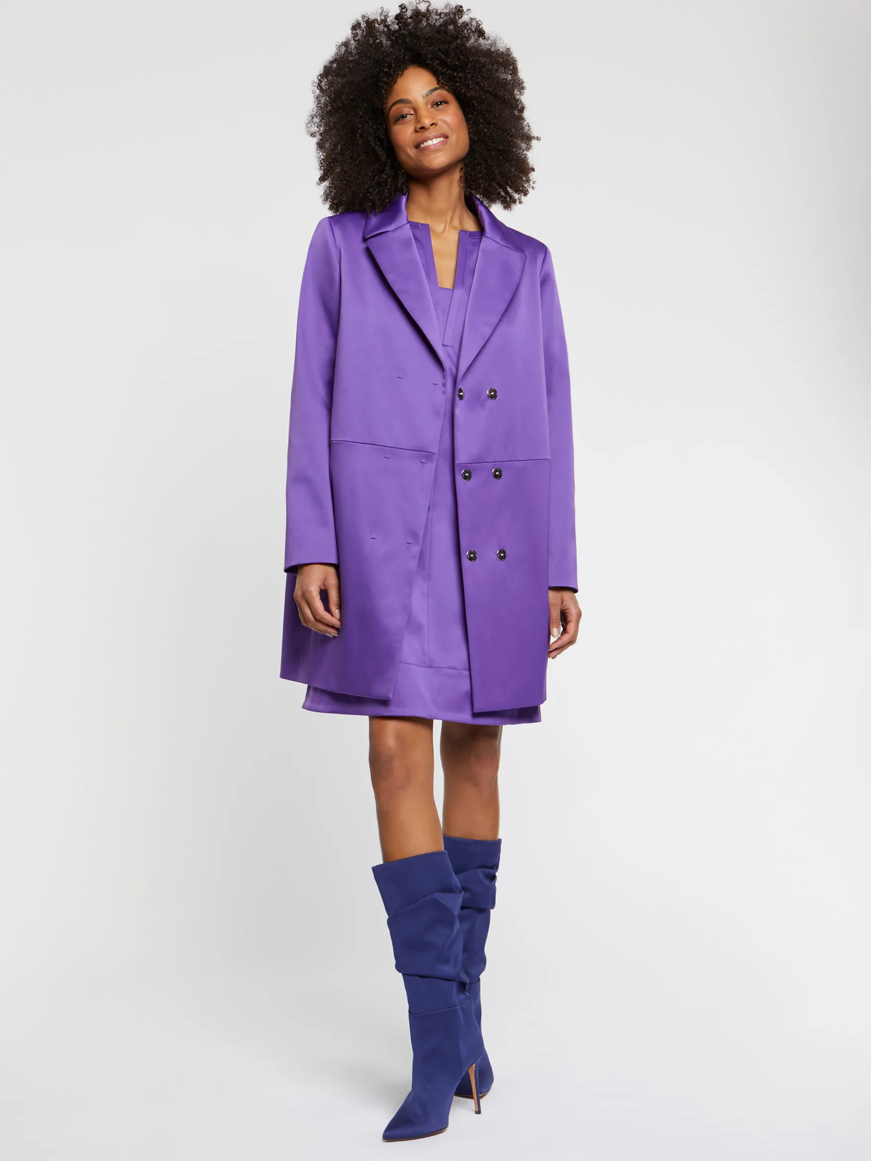 Women Paule Ka Coats>Single-Breasted Duchess-Satin Coat