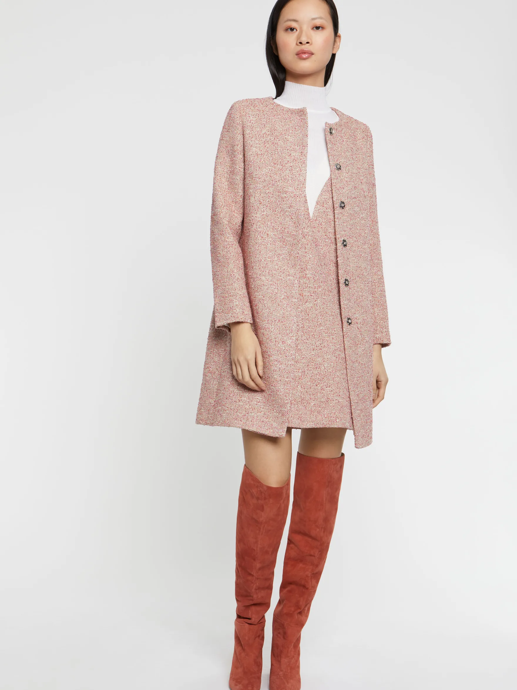 Women Paule Ka Coats>Speckled-Tweed Straight Coat