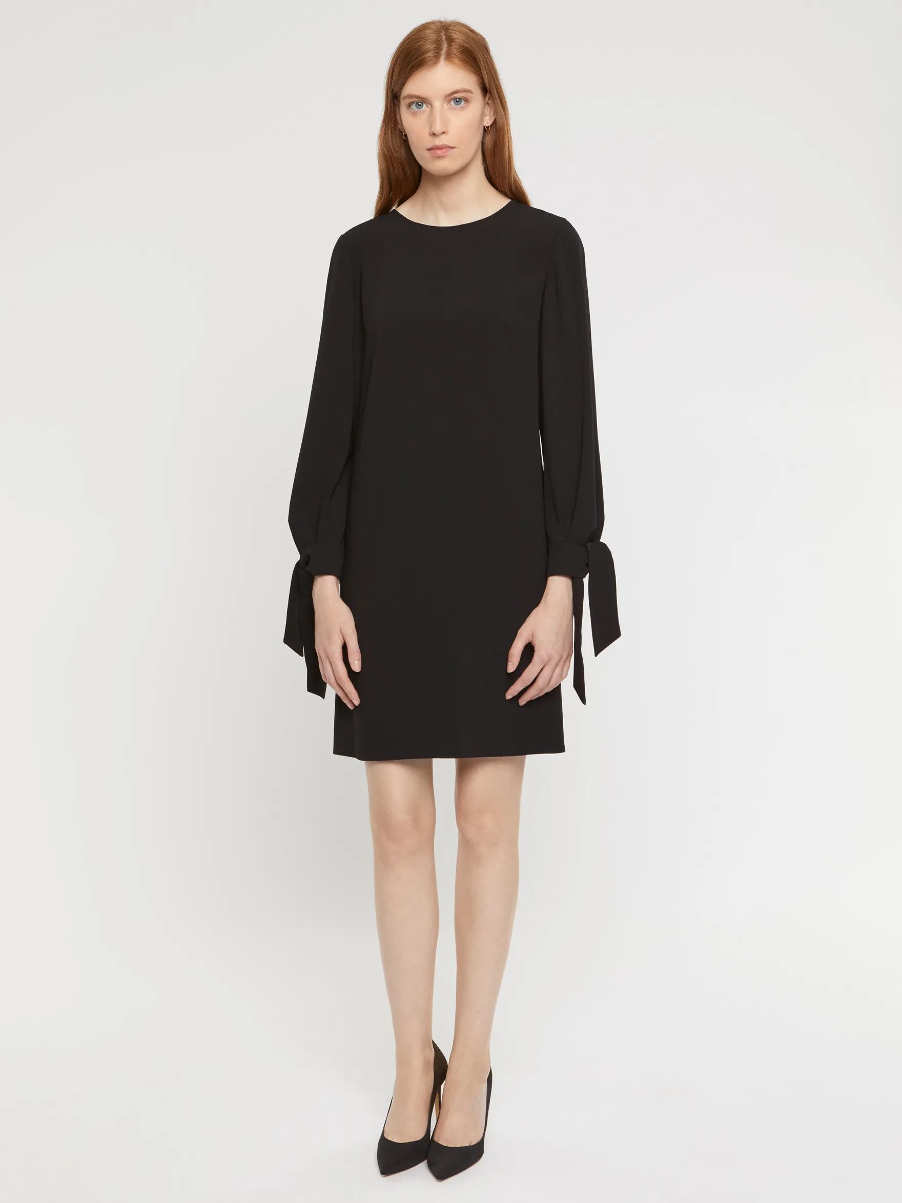 Women Paule Ka Dresses>Straight Cut Satin-Back Crepe Dress With Bows