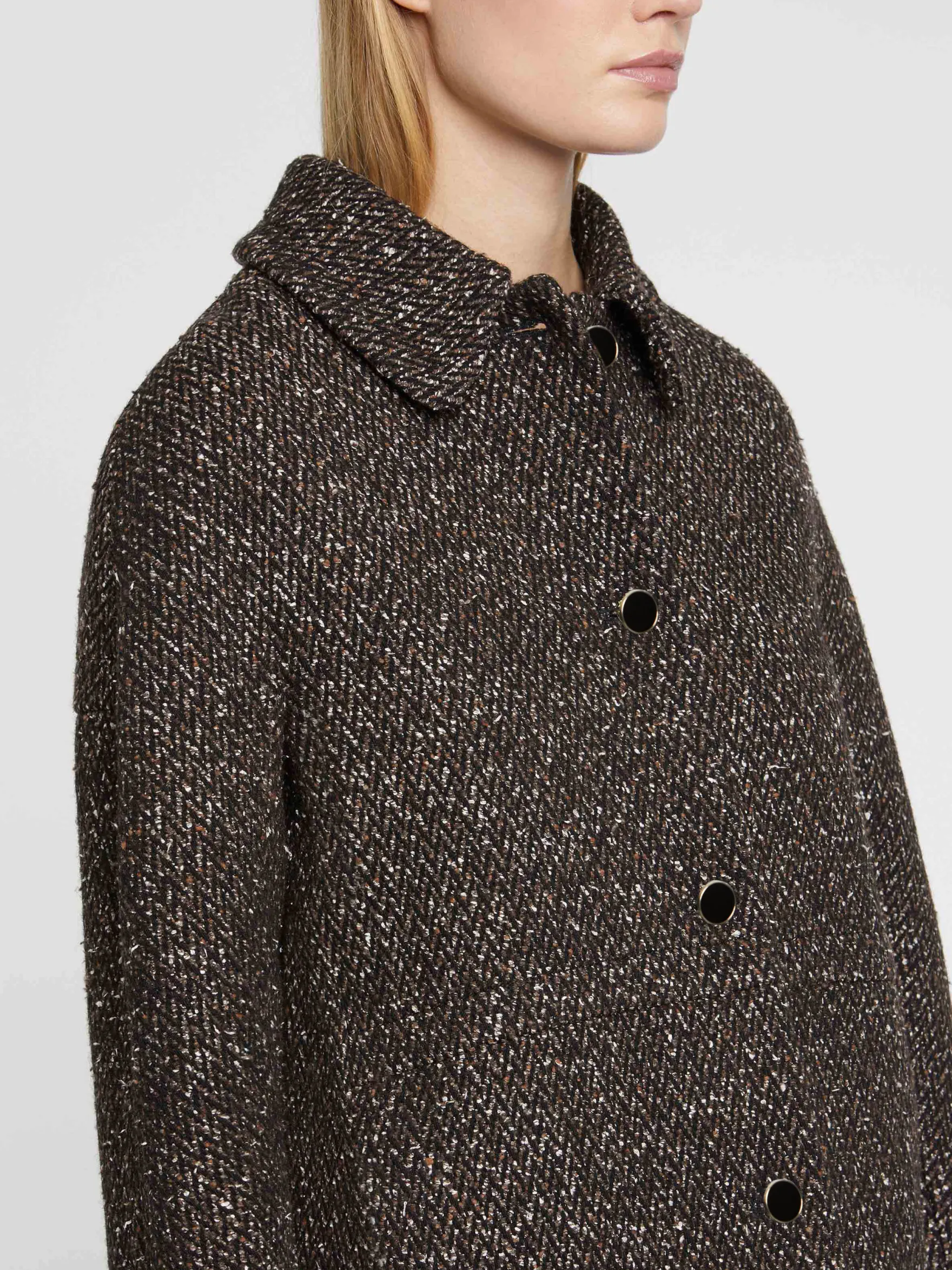 Women Paule Ka Coats>Straight Mottled-Wool Coat