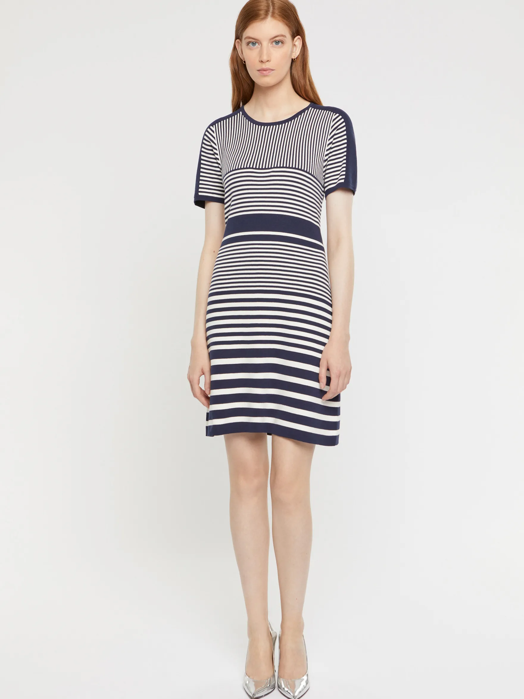 Women Paule Ka Dresses>Striped Cotton Knit Dress