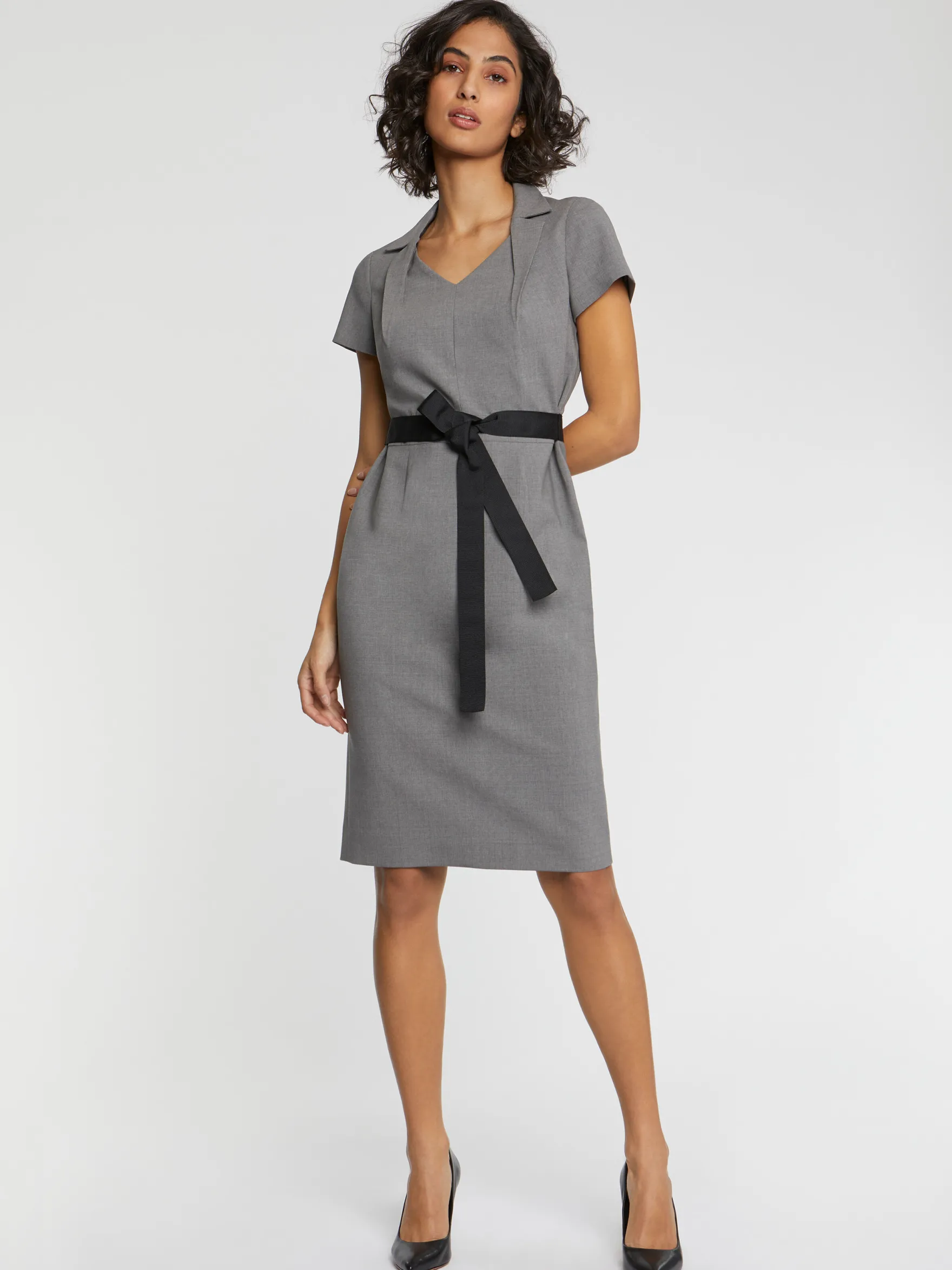 Women Paule Ka Dresses>Tailored-Collar Shift Dress