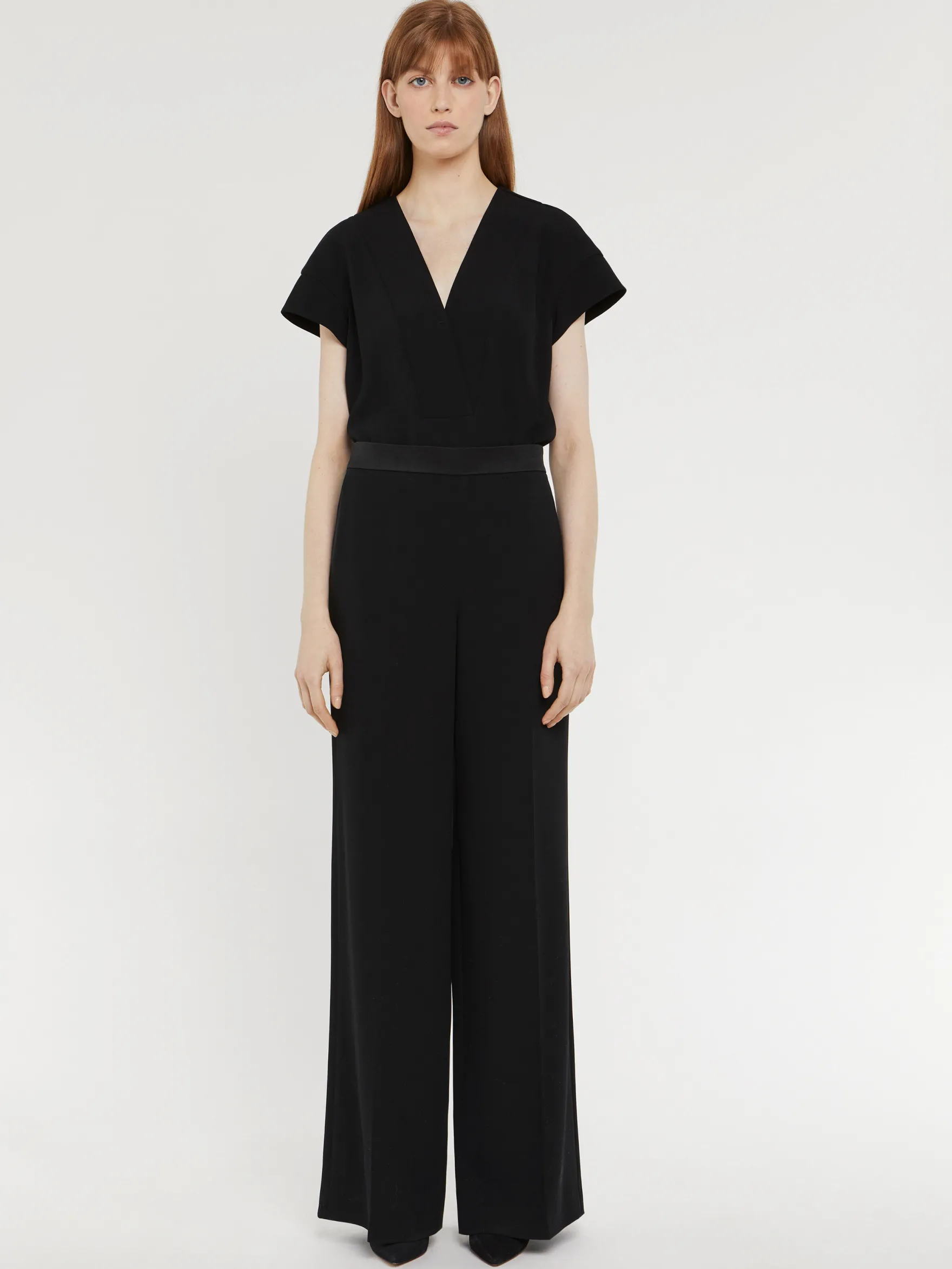 Women Paule Ka Tops>V-Neck Satin-Back Crepe Top