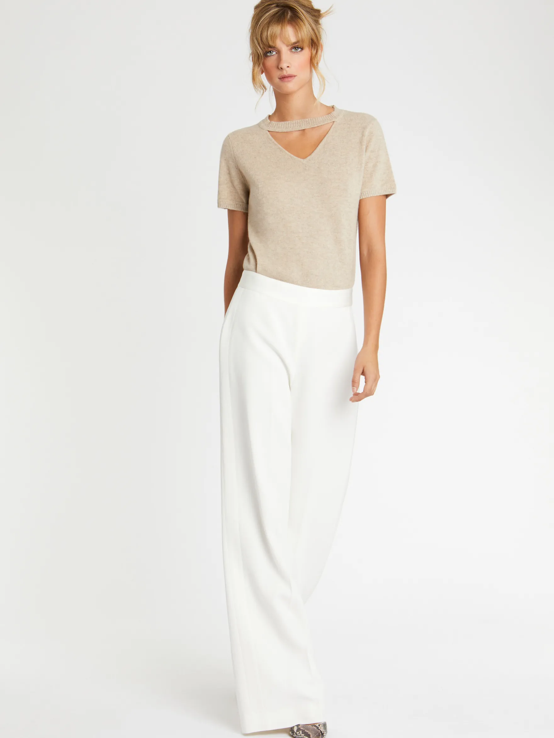 Women Paule Ka Trousers And Jeans>Wide-Leg Satin-Back Crepe Pants