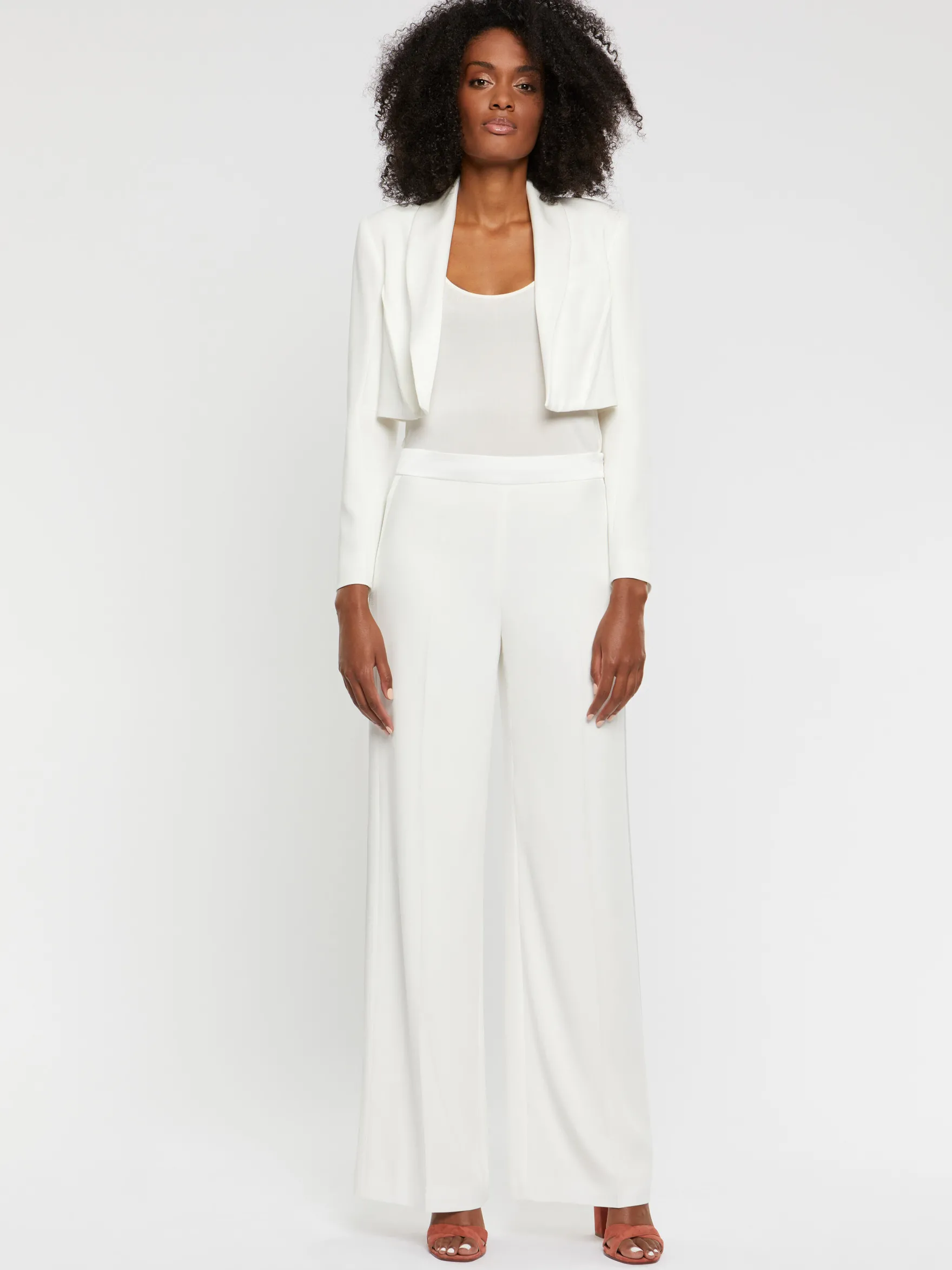 Women Paule Ka Trousers And Jeans>Wide-Leg Satin-Back Crepe Pants