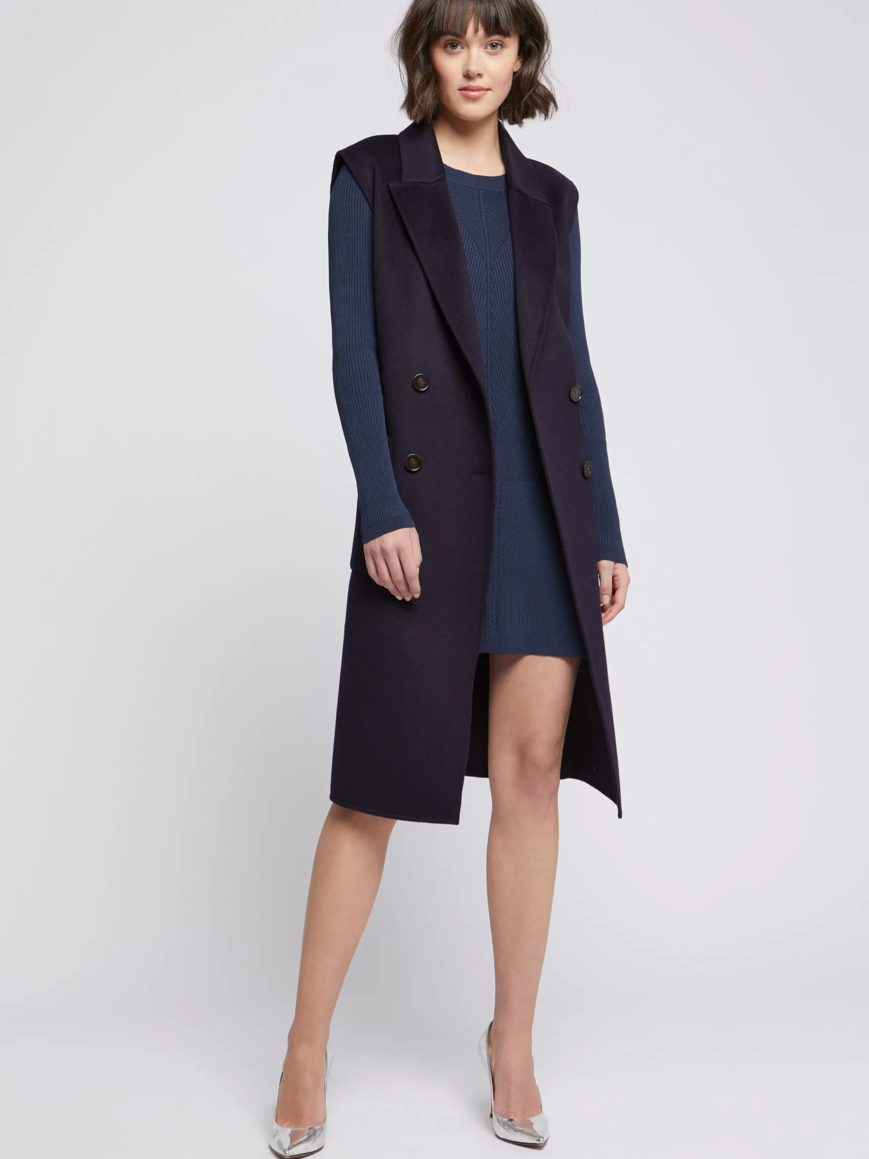 Women Paule Ka Coats>Wool And Cashmere Coat Vest