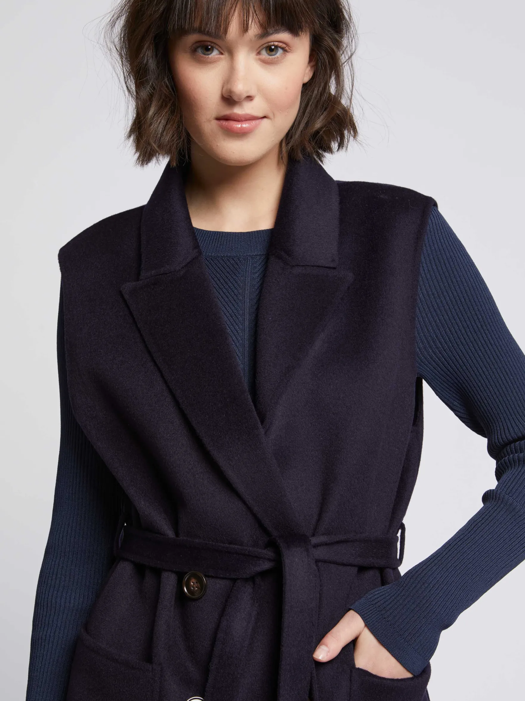 Women Paule Ka Coats>Wool And Cashmere Coat Vest