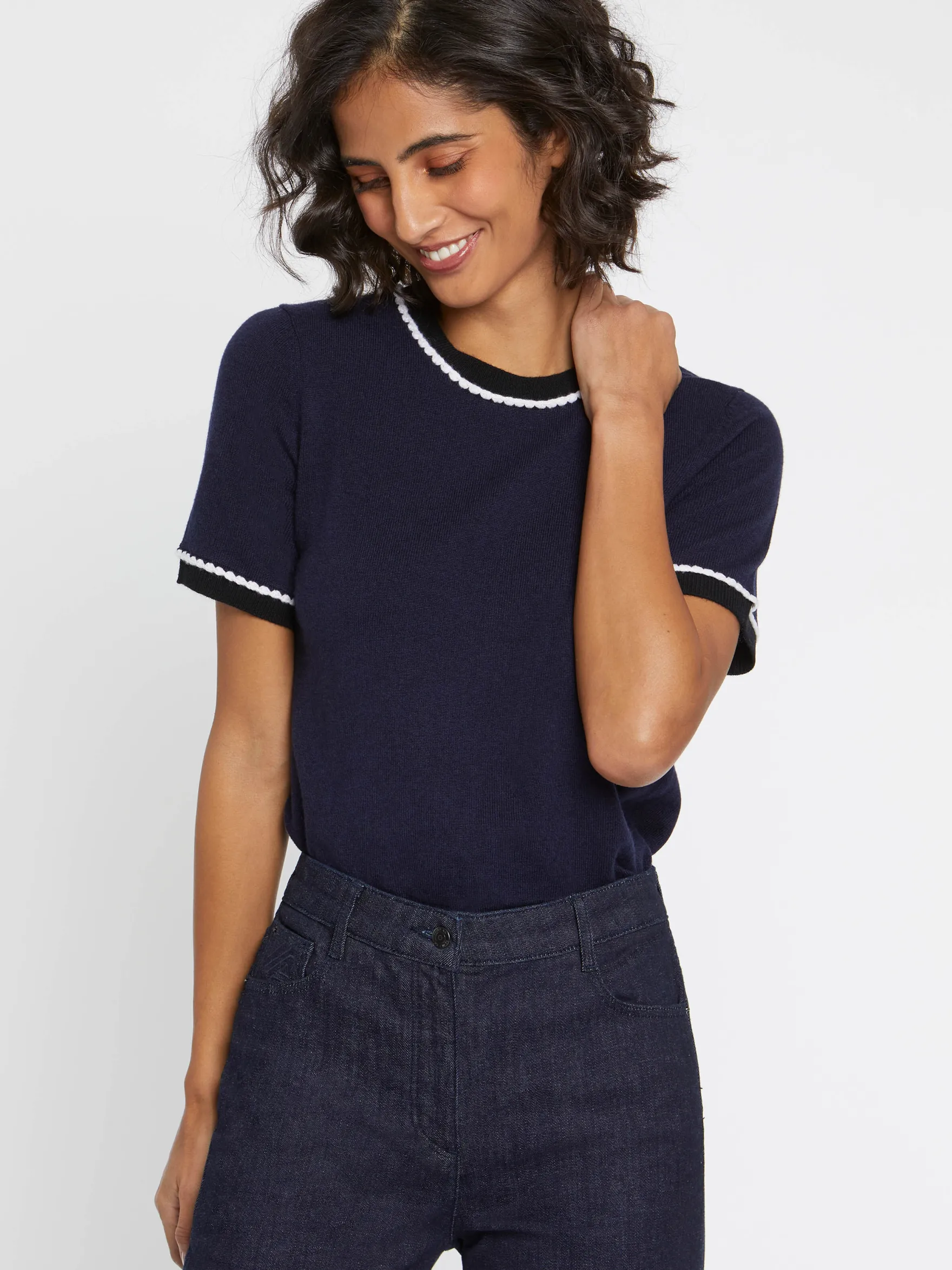 Women Paule Ka Knitwear>Wool And Cashmere Short-Sleeve Sweater