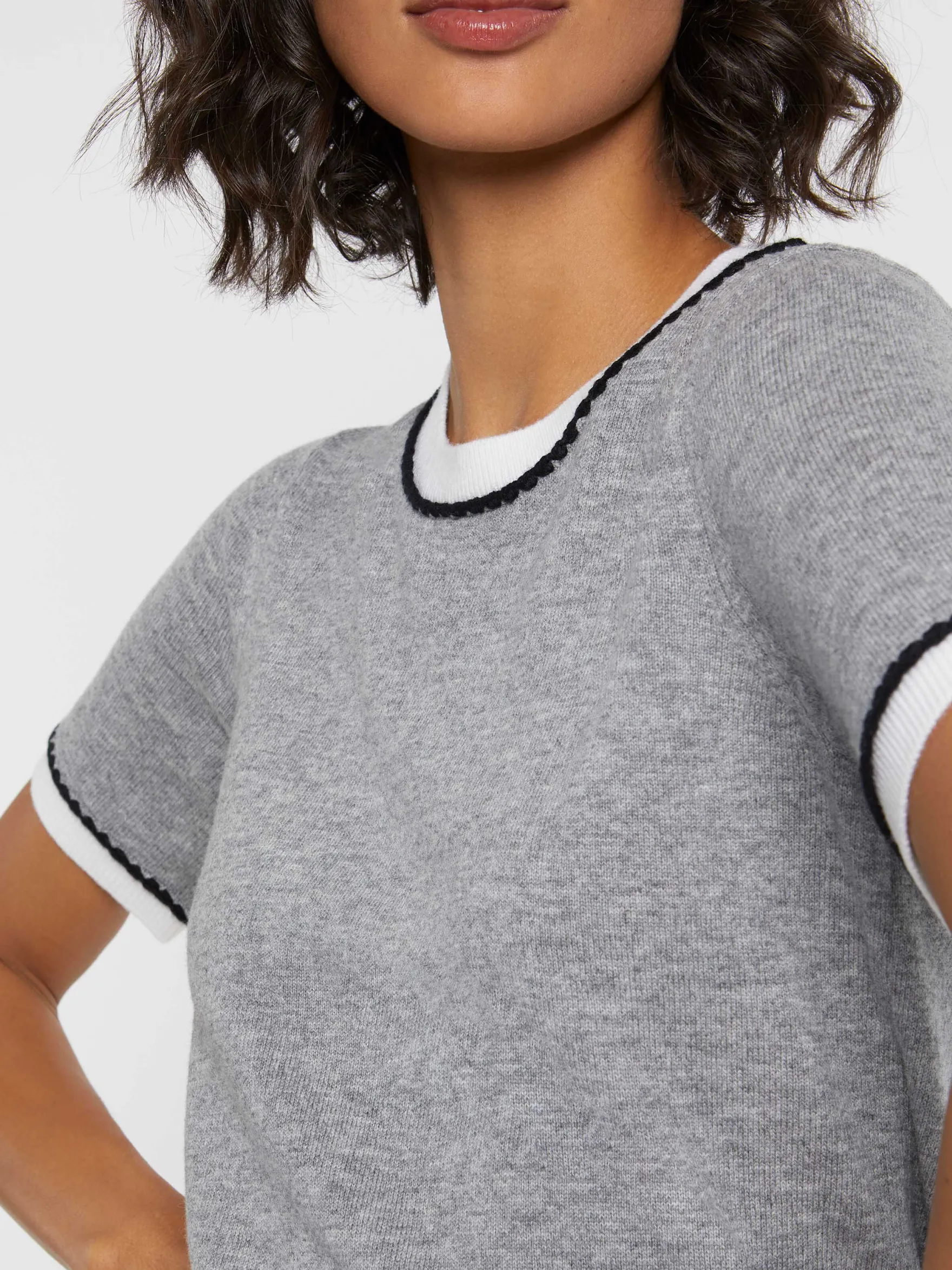 Women Paule Ka Knitwear>Wool And Cashmere Short-Sleeve Sweater