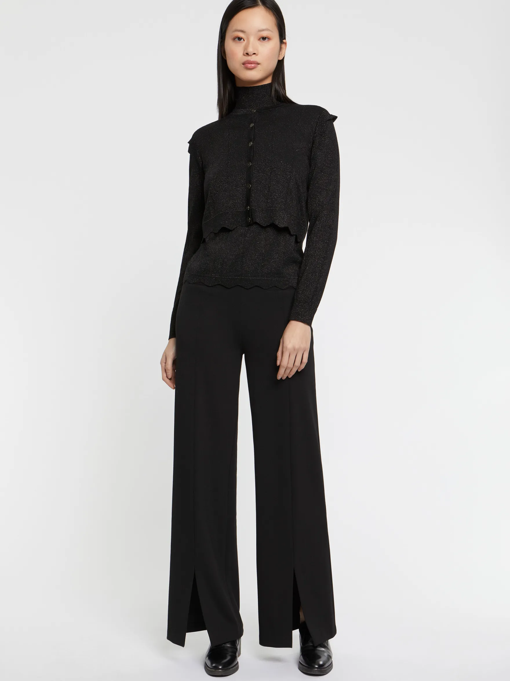 Women Paule Ka Knitwear>Wool And Lurex Cropped Cardigan