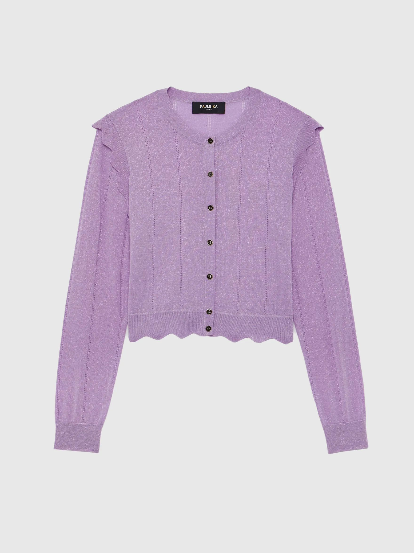 Women Paule Ka Knitwear>Wool And Lurex Cropped Cardigan