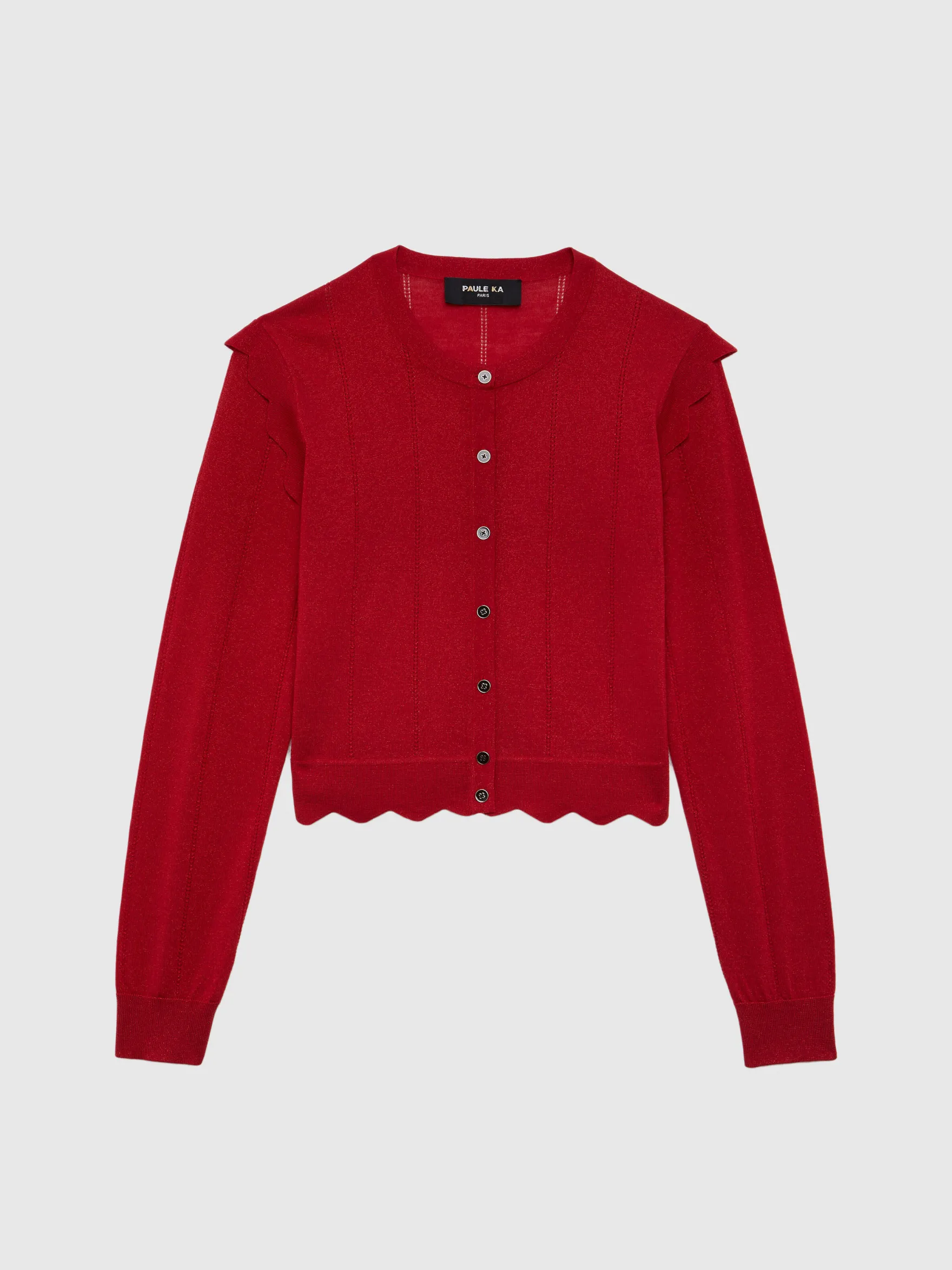 Women Paule Ka Knitwear>Wool And Lurex Cropped Cardigan