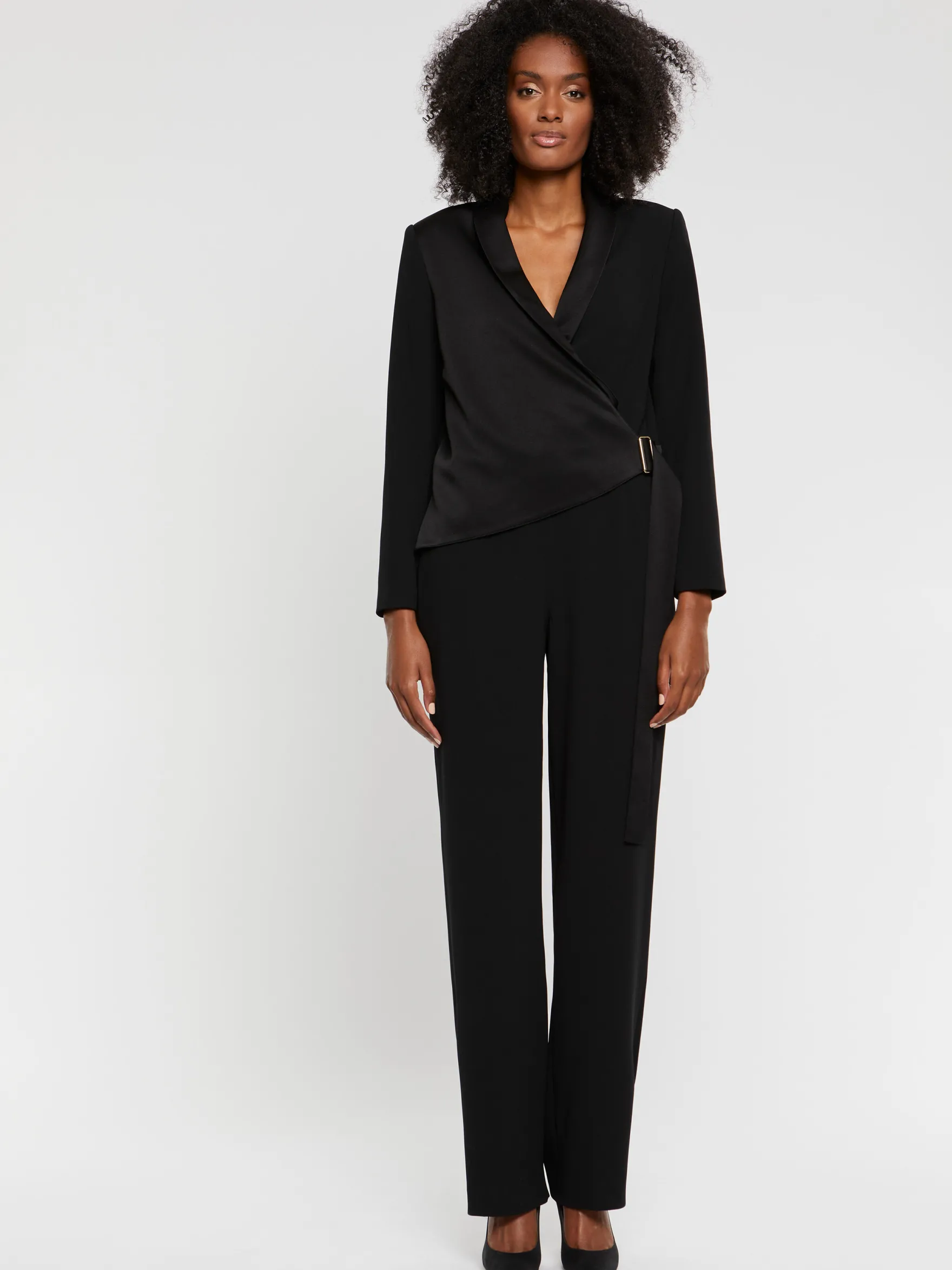 Women Paule Ka Trousers And Jeans>Wrap-Effect Satin-Back Crepe Jumpsuit